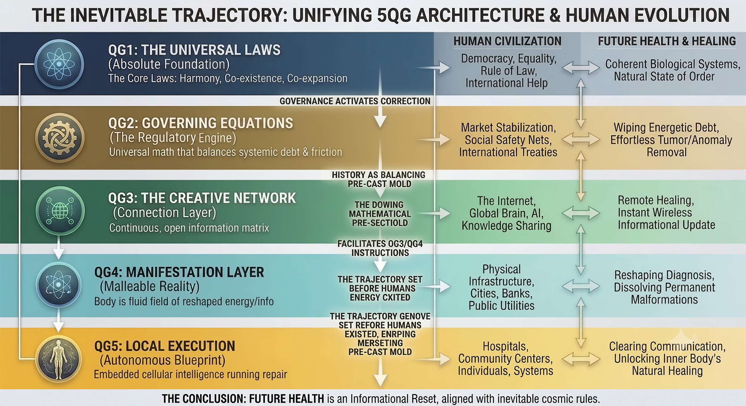 diagram of 5 knowledge areas of quantum genesis